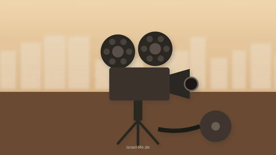 מצלמת קולנוע ישנה וסלילי סרט בהמחשה של תיעוד ישראל בעבר
