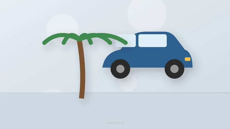 איור להמחשה: רכב ועץ דקל
